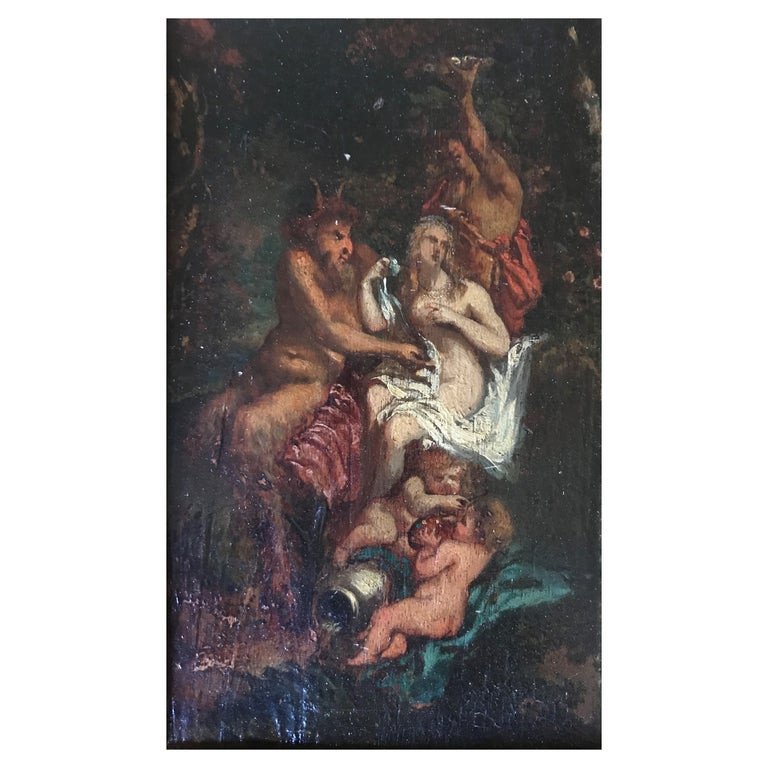 18th Century Italian School Painting "fauna And Nymph"