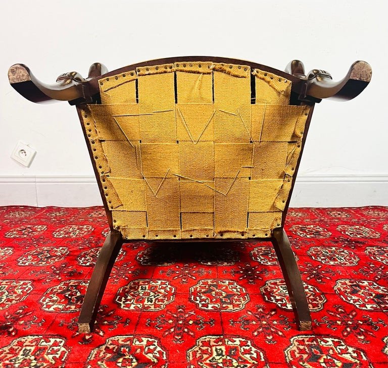 Fauteuil En Bois Sculpté Et Velours Jaune - Epoque Restauration - France-photo-4