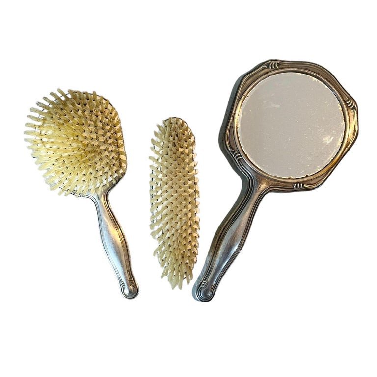 English Alpacca Toilet Set In Silver Metal - Circa 1900 - England-photo-3