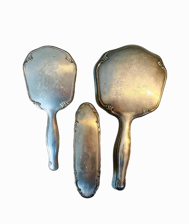 English Alpacca Toilet Set In Silver Metal - Circa 1900 - England-photo-8