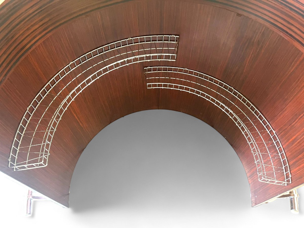 Bar Demi Lune  Et Ses 2 Tabourets - Bois De Rose - Palissandre - Marbre - France Art Déco-photo-6