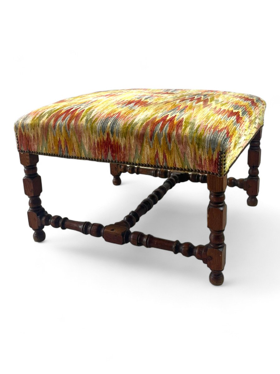  Pouf / Repose-pieds / Ottoman / Tabouret D’appoint Velours - Epoque Louis 13 – France-photo-1