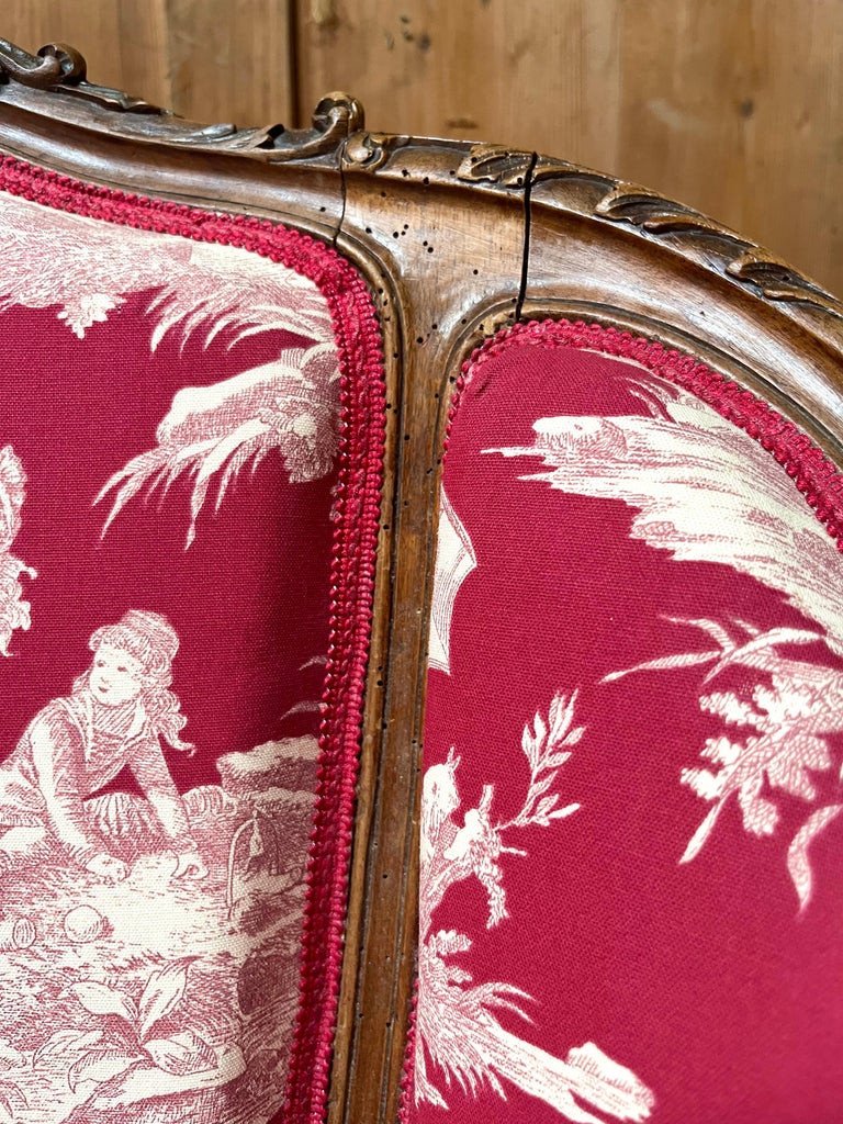 Louis XV Shepherdess In Carved Wood And Toile De Jouy - Napoleon III Period 19th – France-photo-1