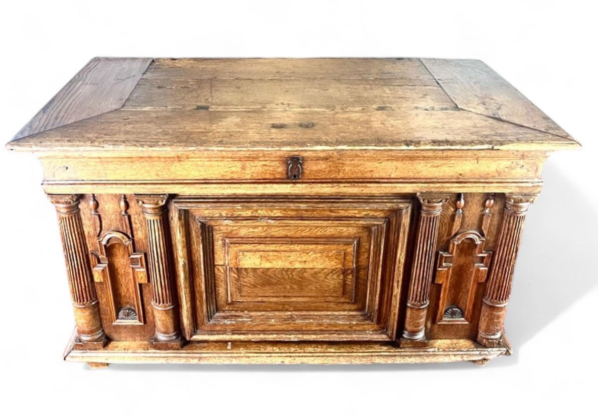 Bureau Coffre  Henri IV / Renaissance En Bois Sculpté 17ème - France-photo-3