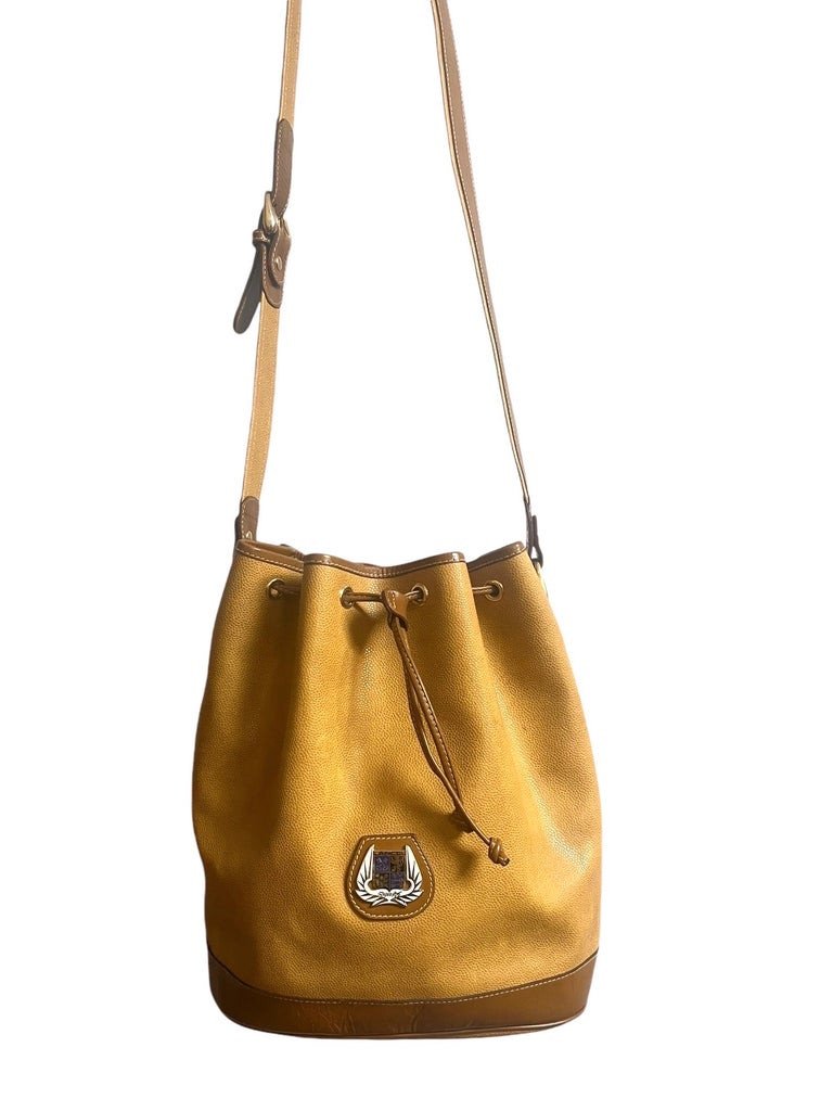 Sac Seau Lancel - Vintage - Cuir Jaune Moutarde Et Marron - Paris France -photo-4