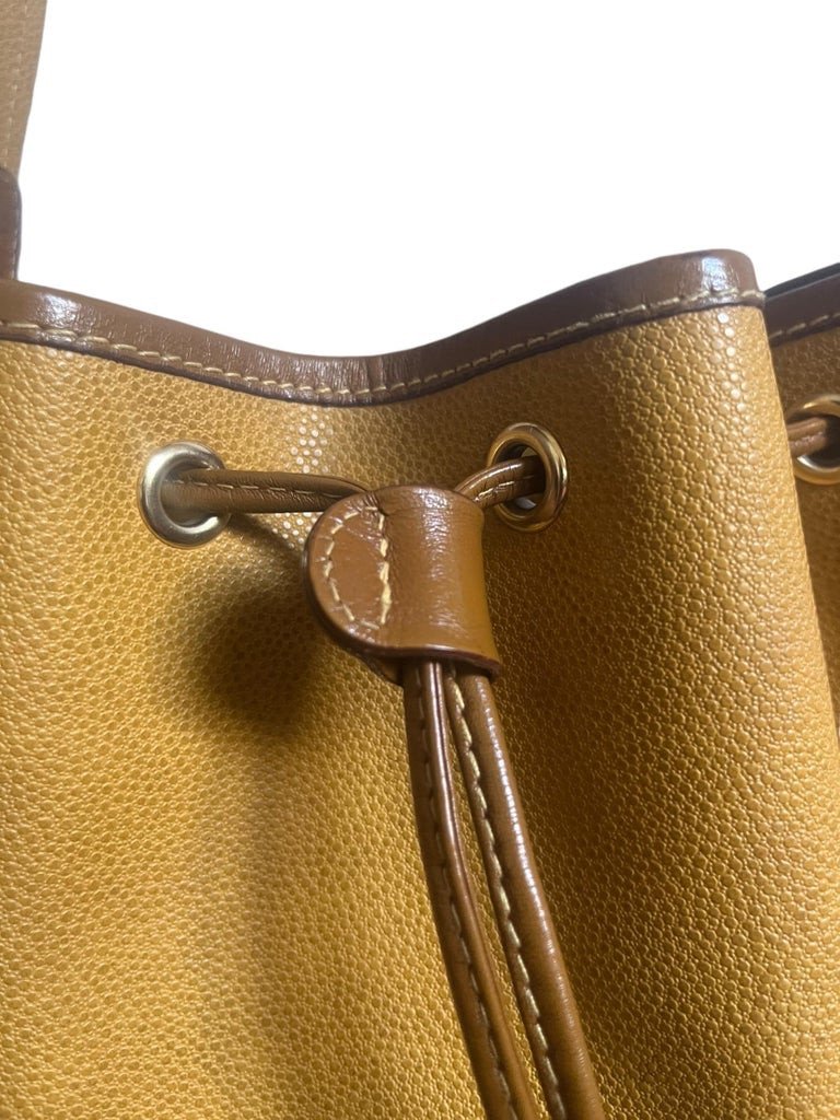 Sac Seau Lancel - Vintage - Cuir Jaune Moutarde Et Marron - Paris France -photo-7