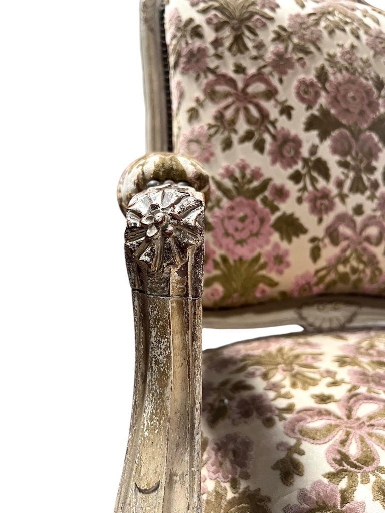 Living Room Set Consisting Of A Sofa, 2 Armchairs And 2 Chairs, Painted Carved Wood - Louis XV Style-photo-5