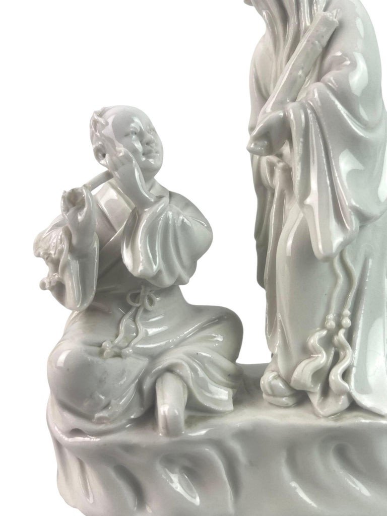 "blanc De Chine" Porcelain Statuette Musicians Flutist - China - Qing 19th-photo-2