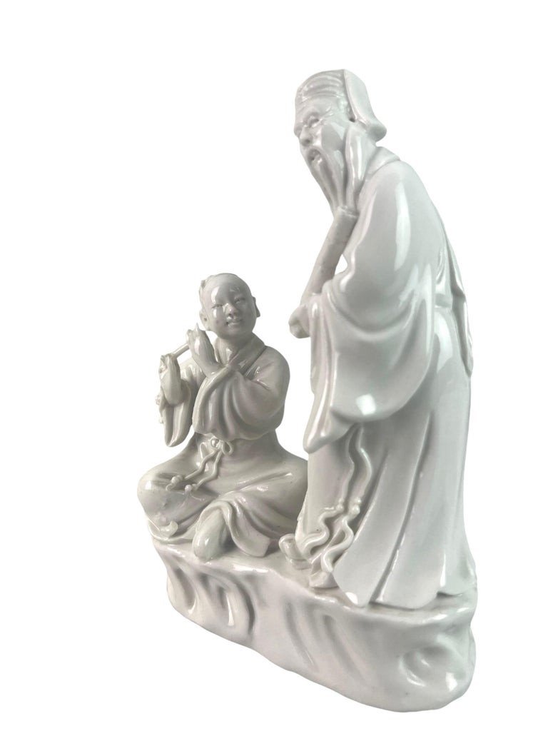 "blanc De Chine" Porcelain Statuette Musicians Flutist - China - Qing 19th-photo-6