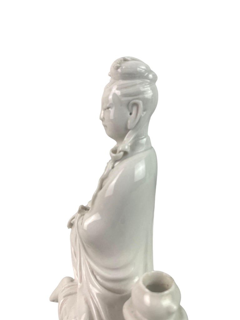 Statuette "blanc De Chine" En Porcelaine Blanche De La Déesse Guan Yin Chine 19e-photo-6
