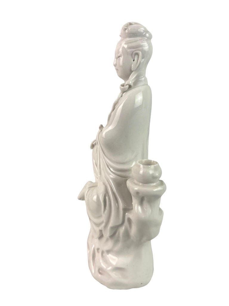Statuette "blanc De Chine" En Porcelaine Blanche De La Déesse Guan Yin Chine 19e-photo-8