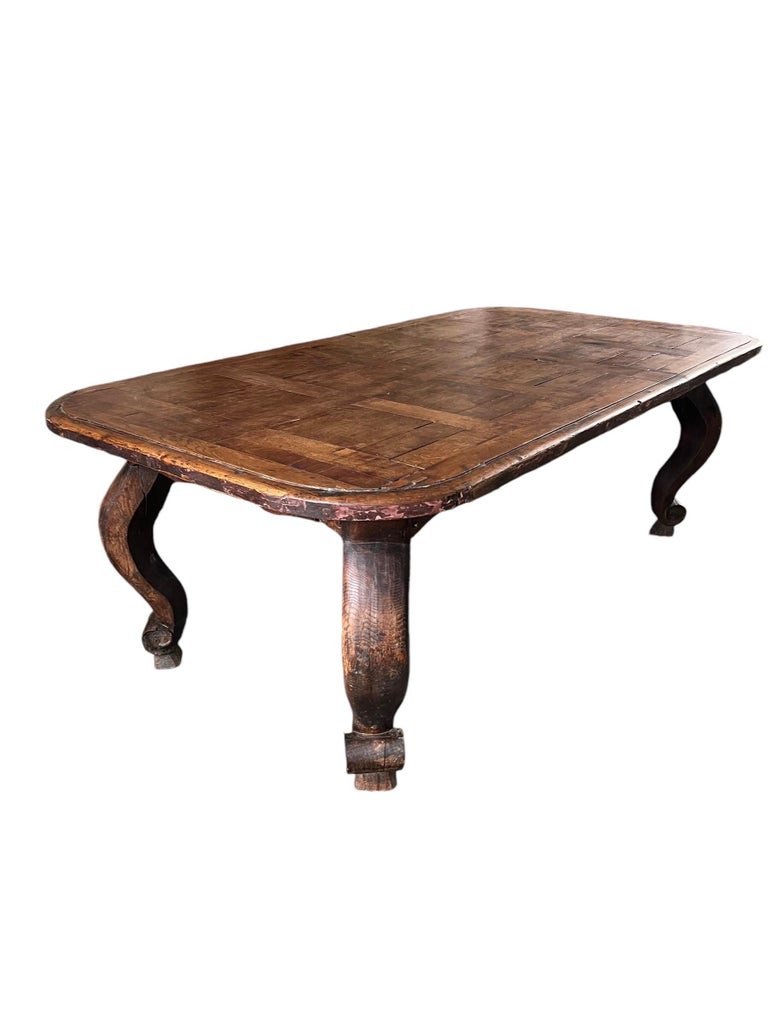Imposing 18th Century Wooden Top Dining Table With Louis XV Style Base-photo-5