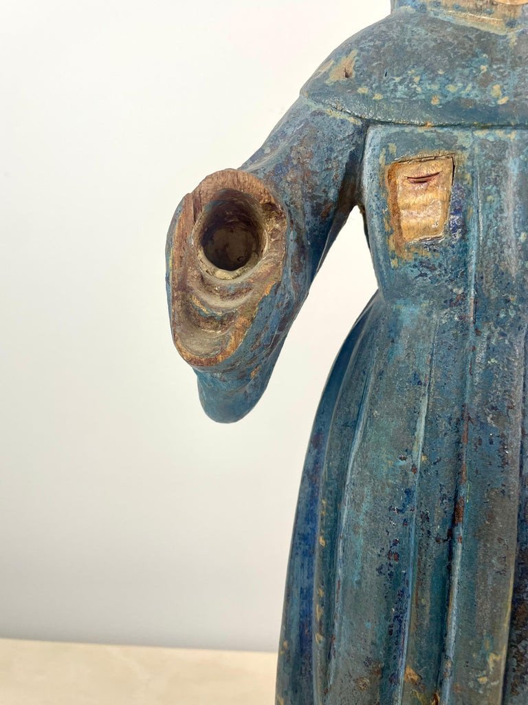 Statue Sculpture De Saint François d'Assise. Bois Polychrome. Espagne XVIIe/xviiie Siècle-photo-2