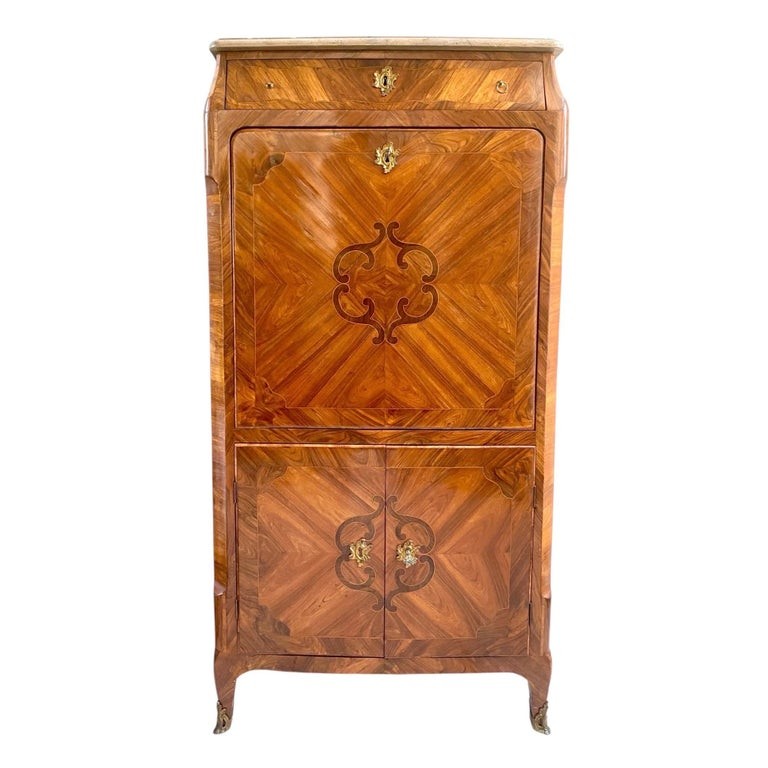 Louis XV Period Marquetry Secretary From The Mid-18th Century