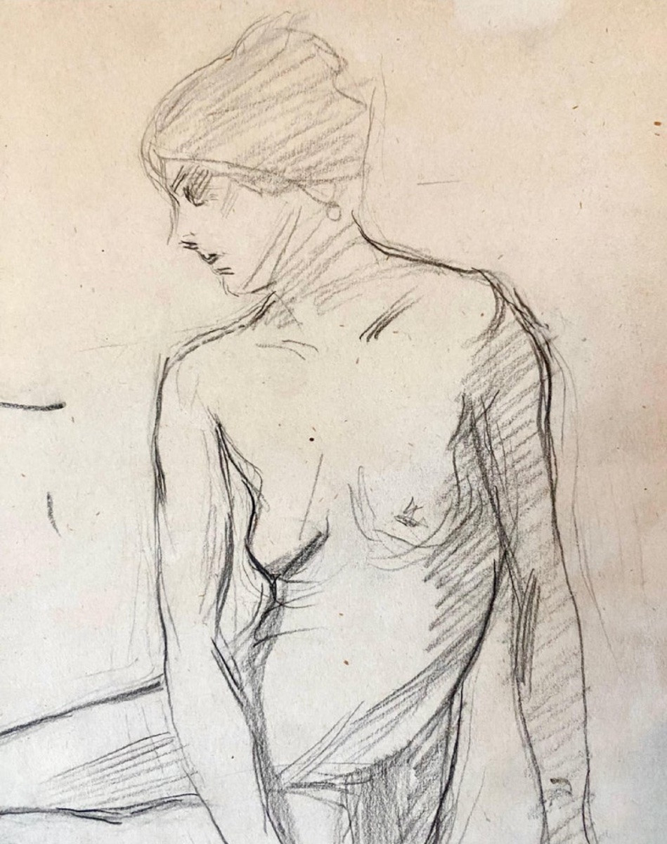 Théophile Steinlen, Pencil Drawing - Nude - Dated 1905-photo-4