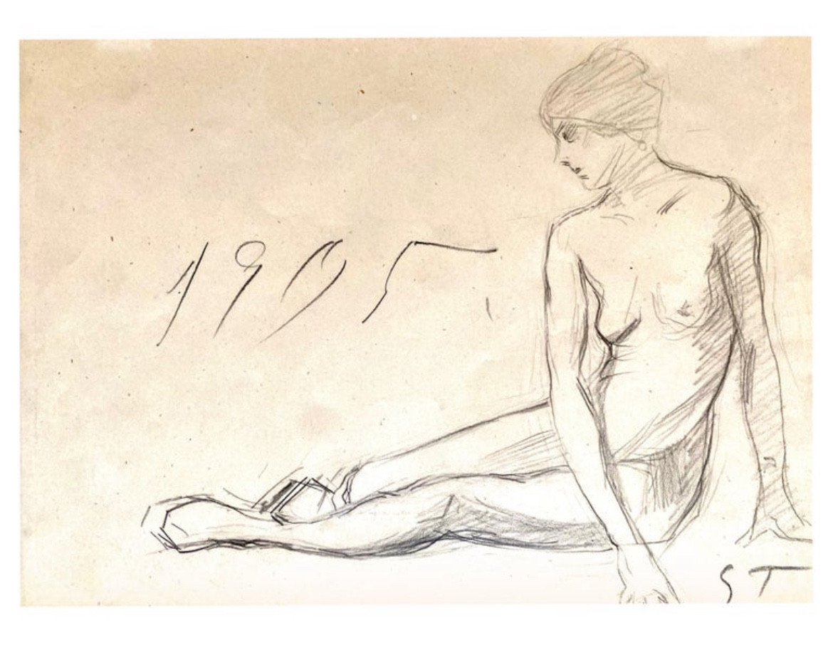 Théophile Steinlen, Pencil Drawing - Nude - Dated 1905