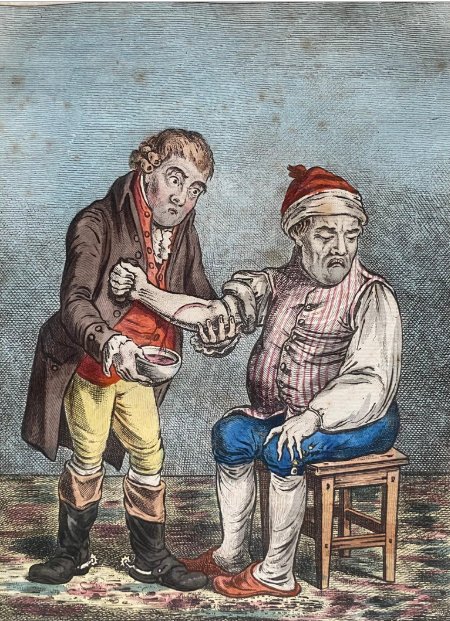 James Gillray - Breathing A Vein - Hand-colored Etching, Humphrey Edition, 1804-photo-2