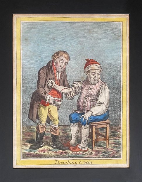 James Gillray - Breathing A Vein - Hand-colored Etching, Humphrey Edition, 1804-photo-3