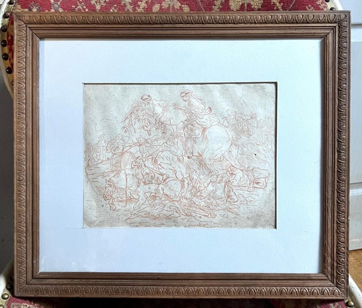Battle Scene In Red Chalk — Philibert-benoît De La Rue, 18th Century-photo-3