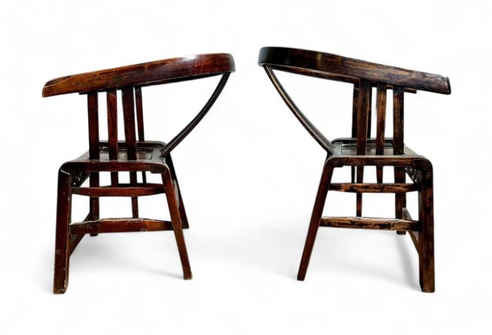 Paire de fauteuils à dossier en fer à cheval, Chine, dynastie Qing, XIXe siècle-photo-1