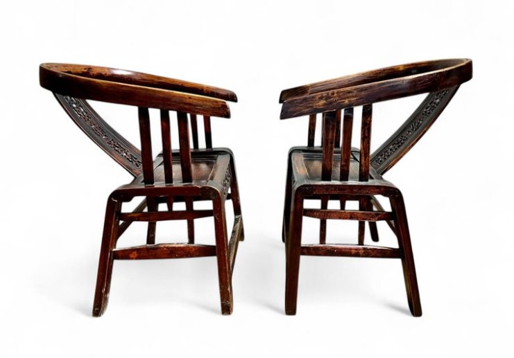 Paire de fauteuils à dossier en fer à cheval, Chine, dynastie Qing, XIXe siècle-photo-2