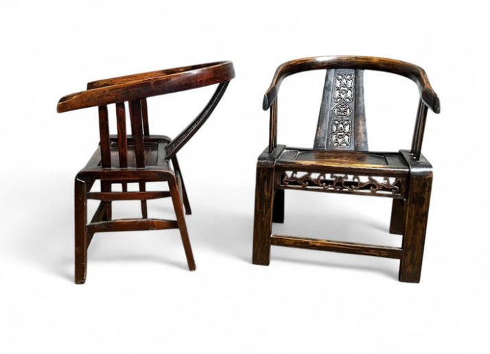 Paire de fauteuils à dossier en fer à cheval, Chine, dynastie Qing, XIXe siècle-photo-3