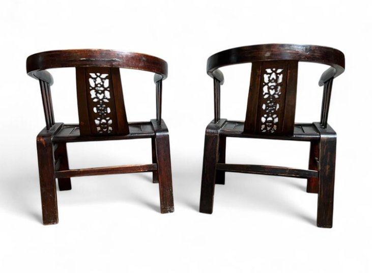 Paire de fauteuils à dossier en fer à cheval, Chine, dynastie Qing, XIXe siècle-photo-8