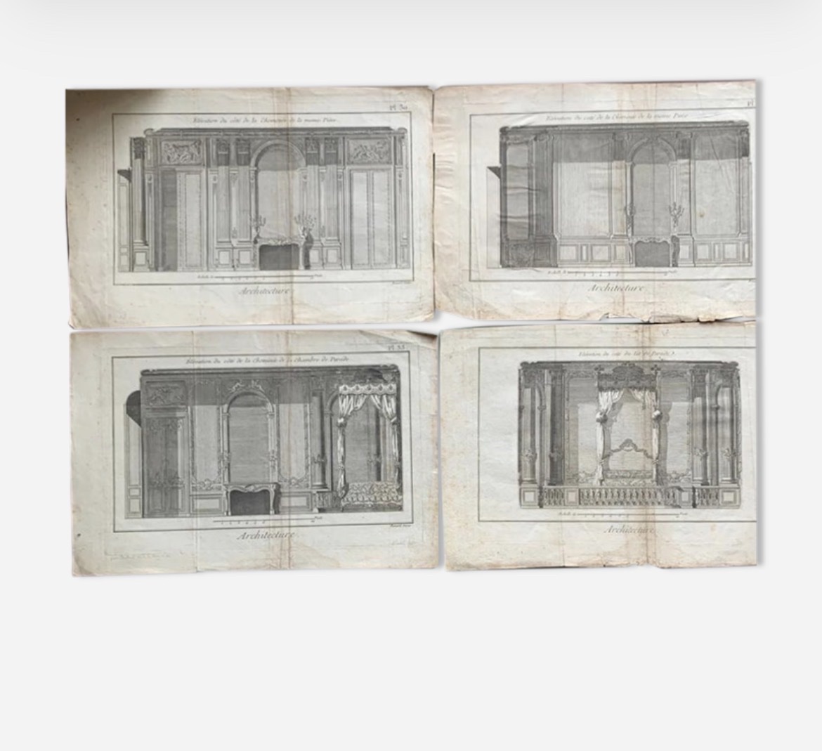 Jacques Renaud Bernard, Set Of 5 Architectural Engravings, 18th Century