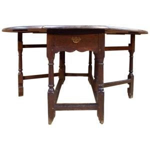 English Folding Pedestal Table In Oak Wood - 18th Century England - Tl Stamp