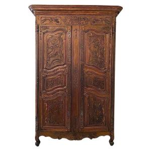 Large Richly Carved Louis XV Provençal Period Wardrobe - 18th Century France