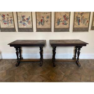 Pair Of Flemish Tables From Estaminet - Late 18th Century - France Or Belgium