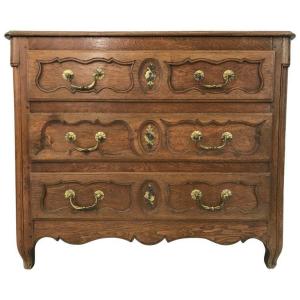 Commode Louis XV En Chêne Clair Du 18ème Siècle