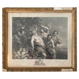 Peter Paul Rubens “the Walk Of Silenus”, 18th Century Engraving
