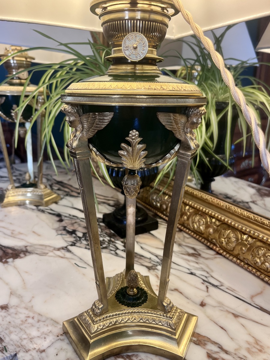 Paire De Lampes Athéniennes de style Empire - XIXème siècle -photo-3