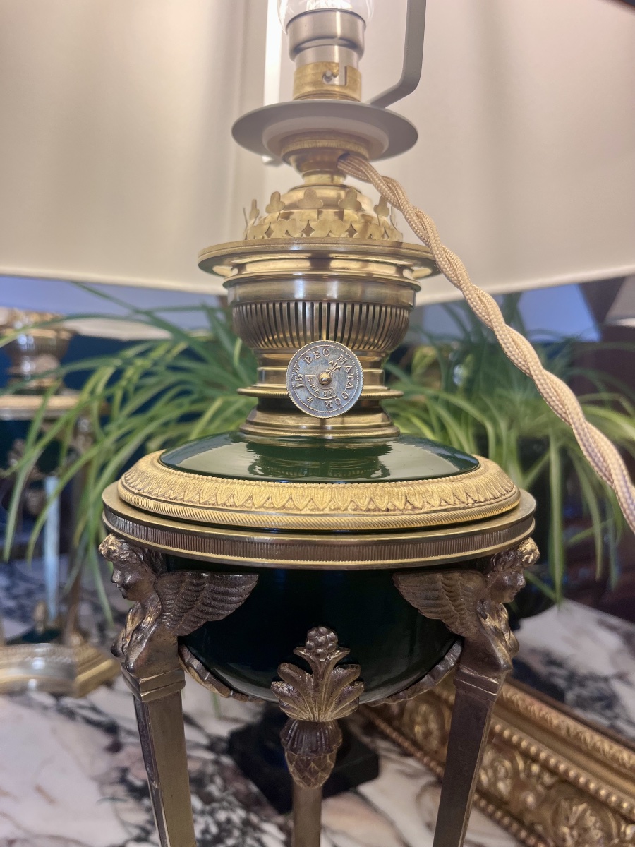 Paire De Lampes Athéniennes de style Empire - XIXème siècle -photo-4