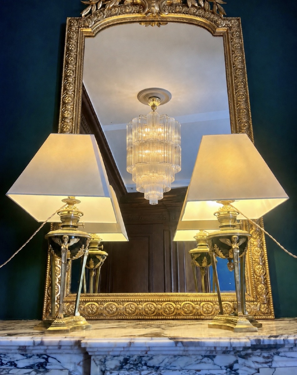 Paire De Lampes Athéniennes de style Empire - XIXème siècle 