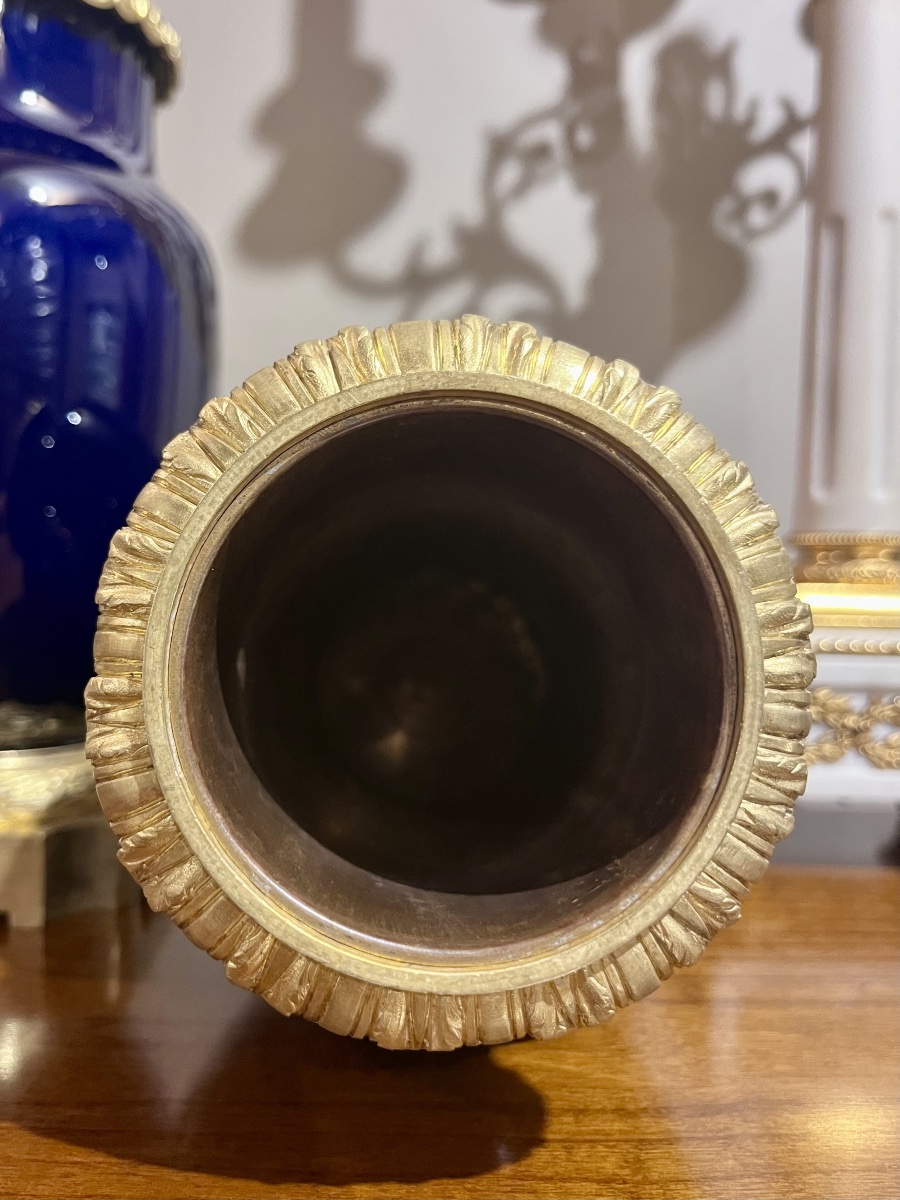 Paire De Vases En Porcelaine Bleue - XIXÈME Siècle -photo-3