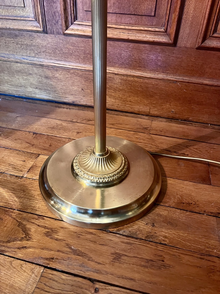 Gilded Brass Floor Lamp Or Reading Lamp - 20th Century -photo-2