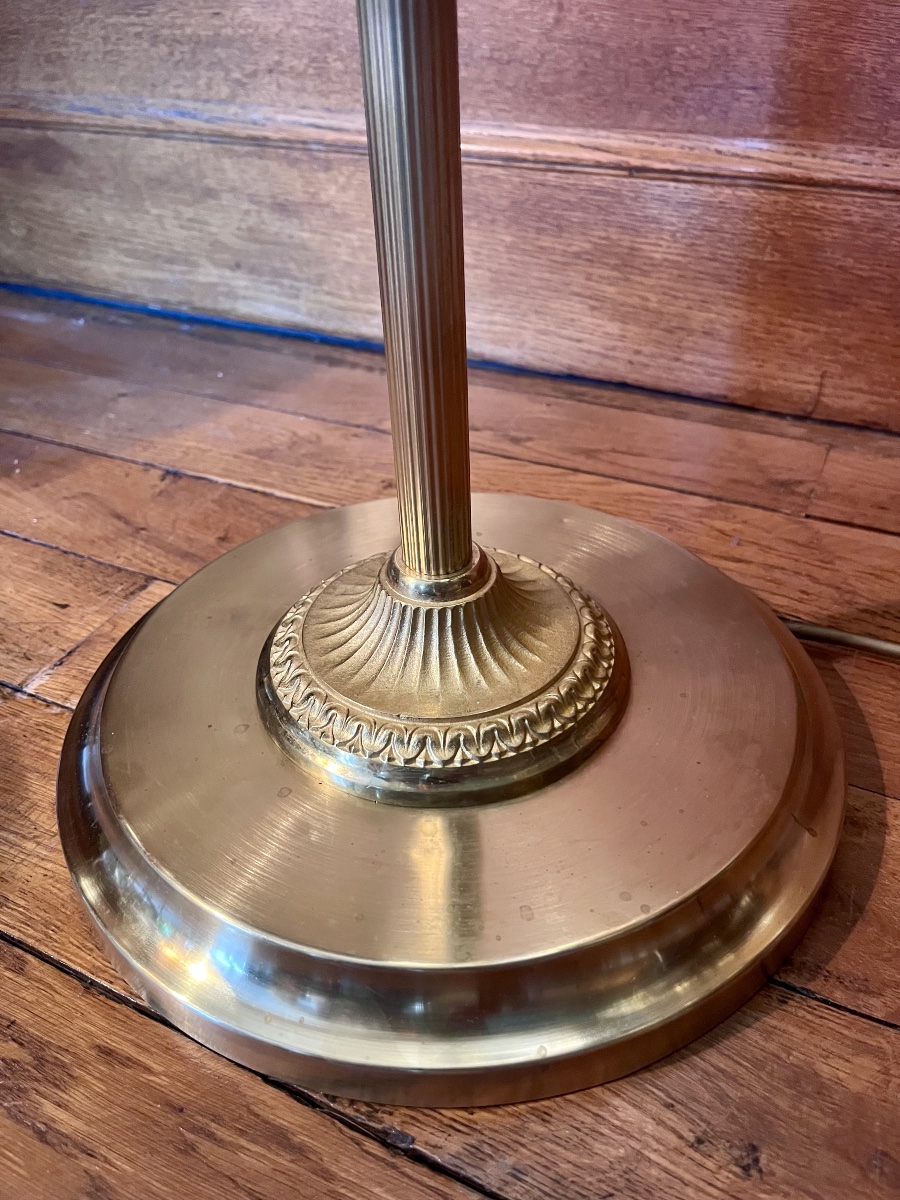 Gilded Brass Floor Lamp Or Reading Lamp - 20th Century -photo-3