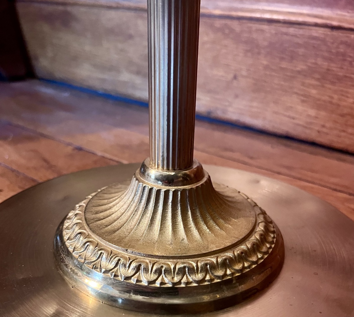 Gilded Brass Floor Lamp Or Reading Lamp - 20th Century -photo-4