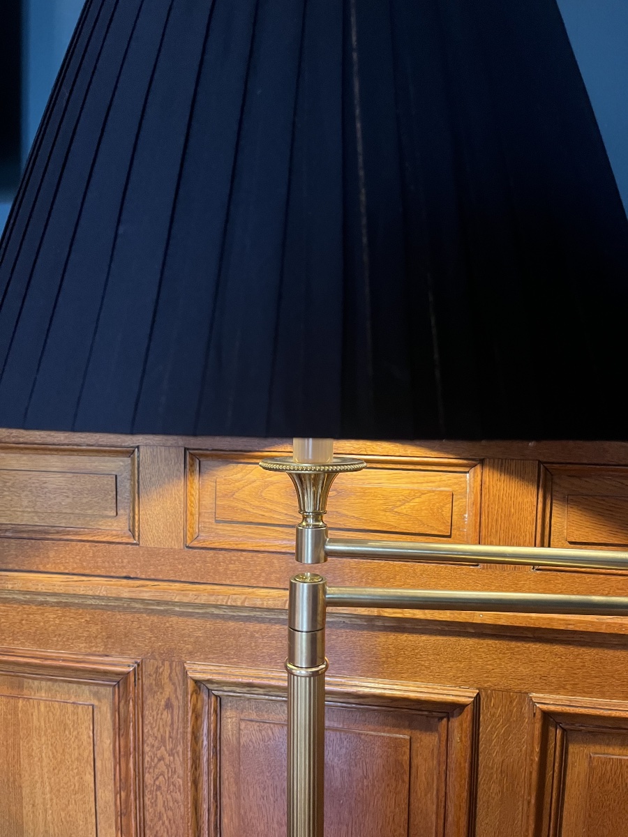 Gilded Brass Floor Lamp Or Reading Lamp - 20th Century -photo-2