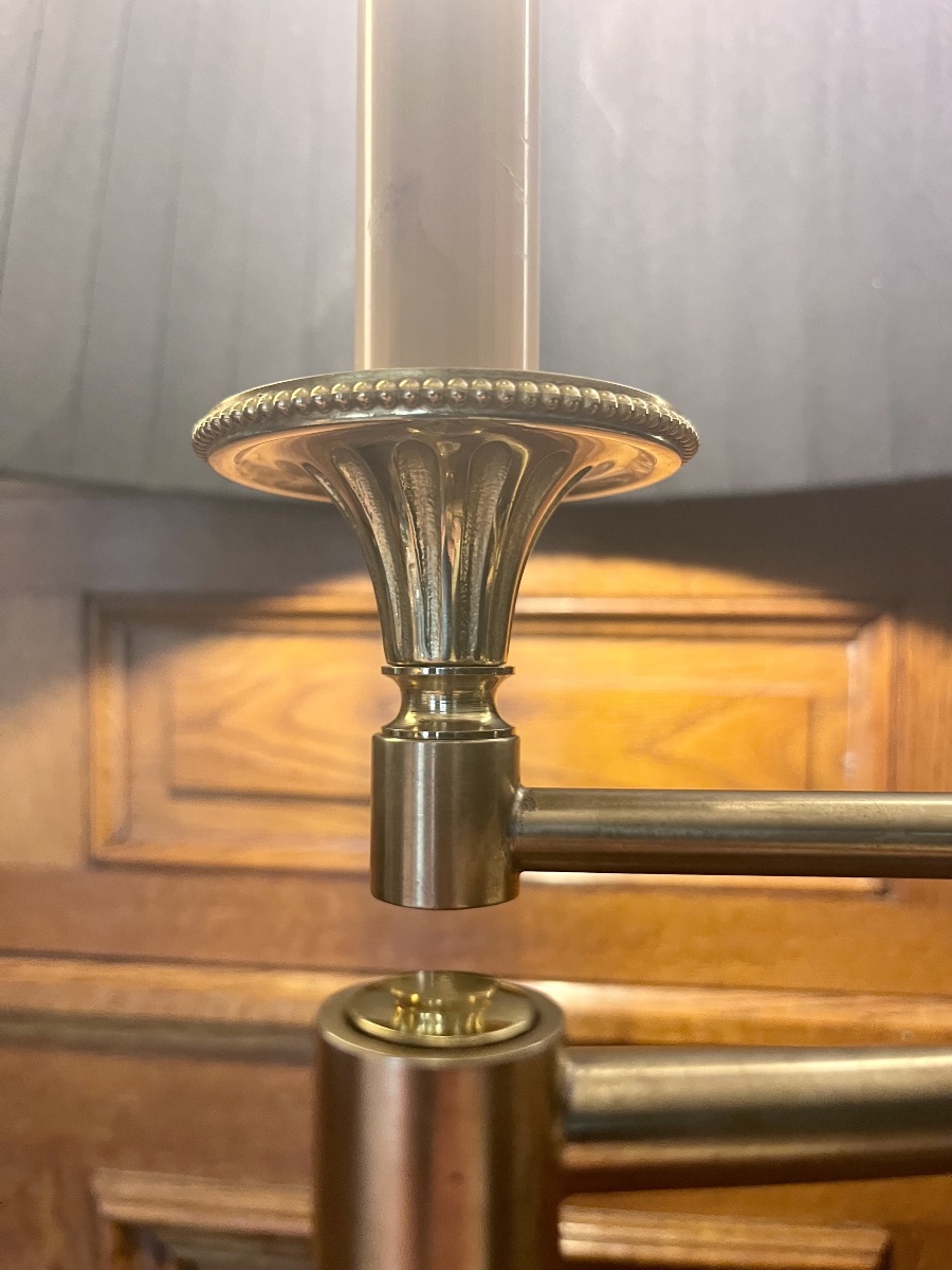 Gilded Brass Floor Lamp Or Reading Lamp - 20th Century -photo-4