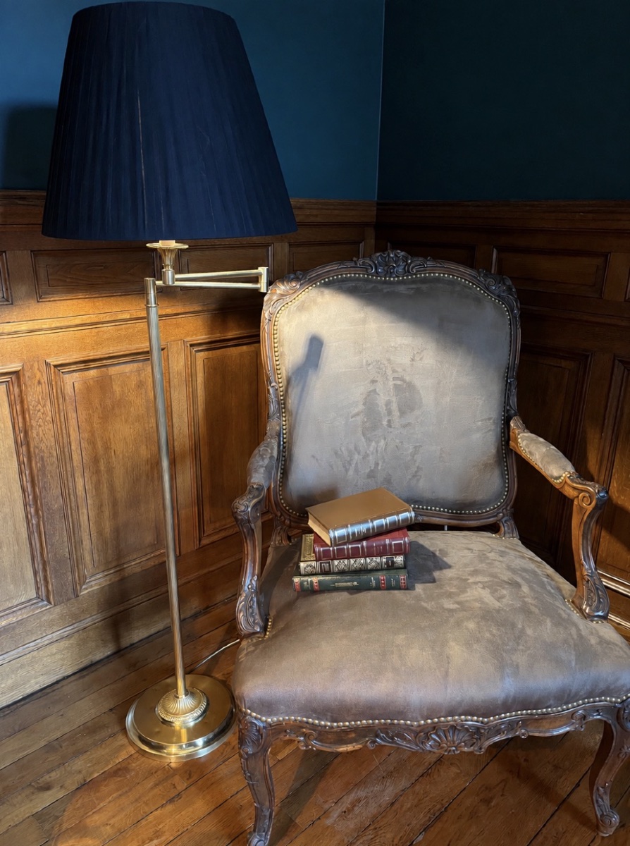 Gilded Brass Floor Lamp Or Reading Lamp - 20th Century 