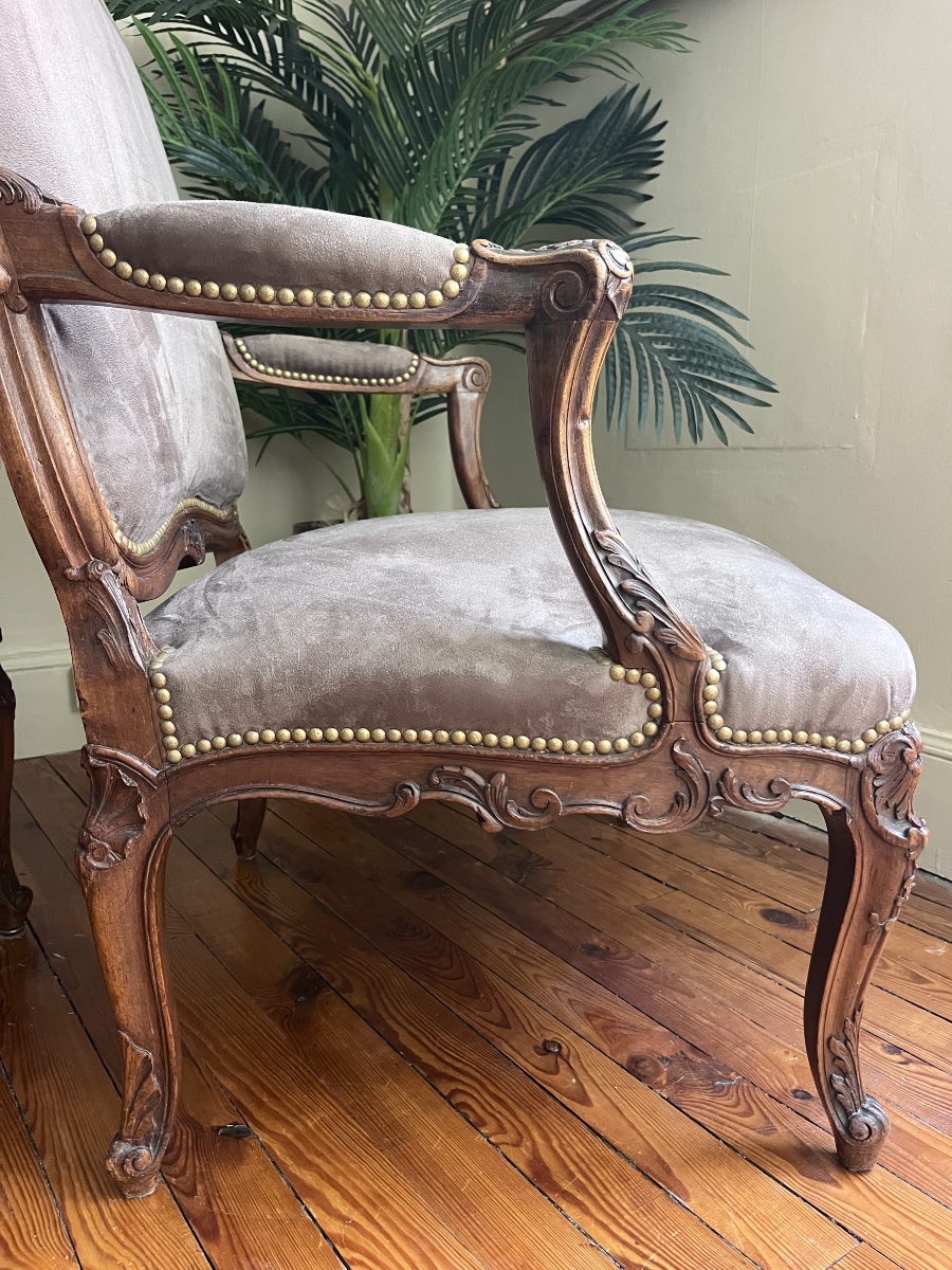 Pair Of Queen-style Armchairs - Louis XV -photo-3