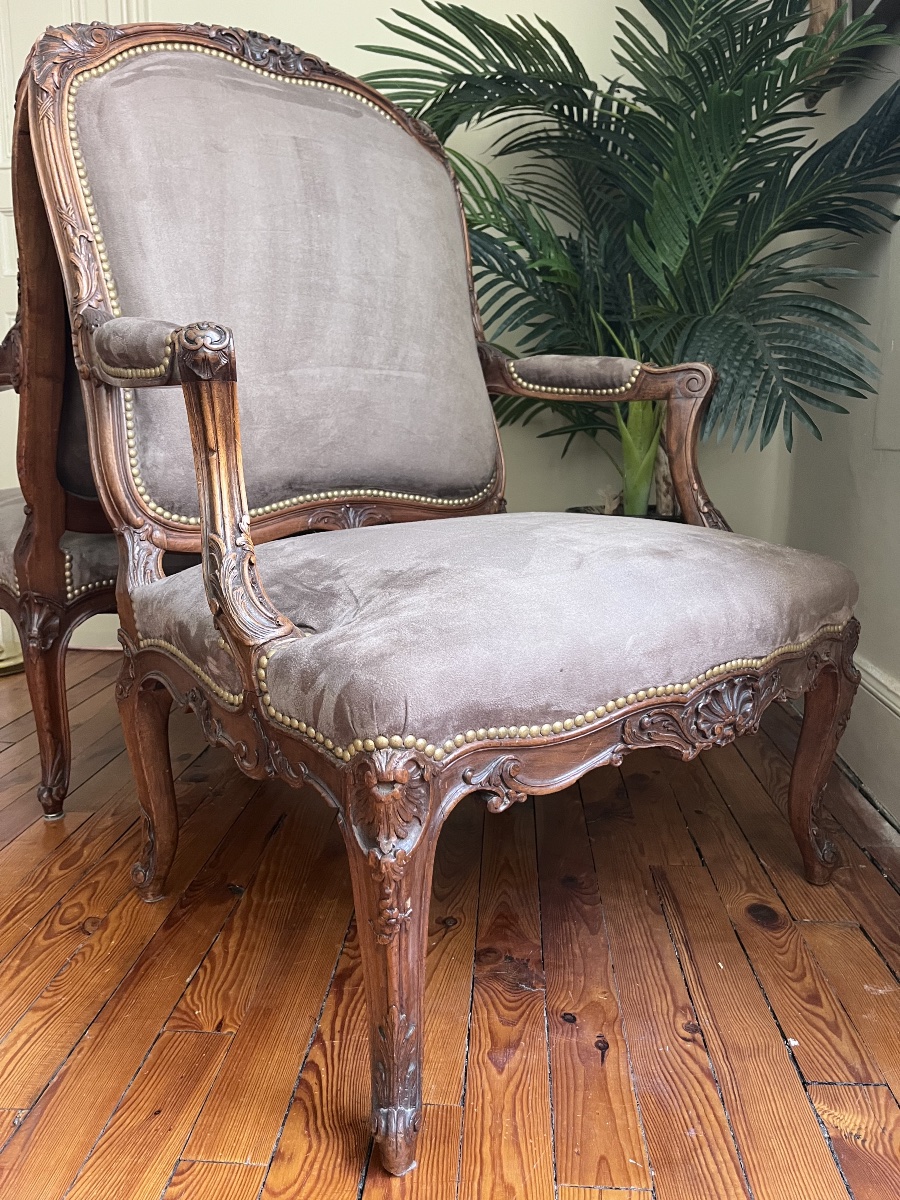 Pair Of Queen-style Armchairs - Louis XV -photo-1