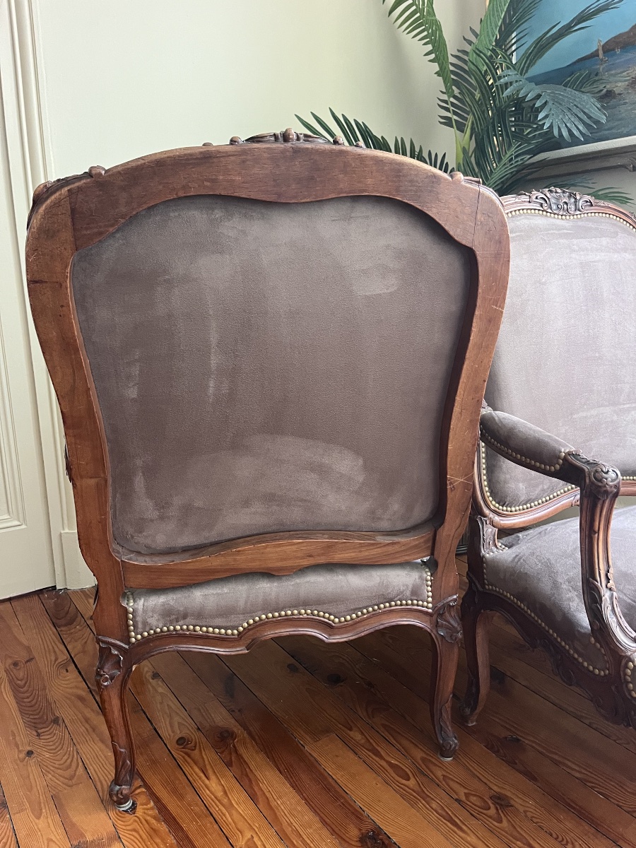 Pair Of Queen-style Armchairs - Louis XV -photo-7