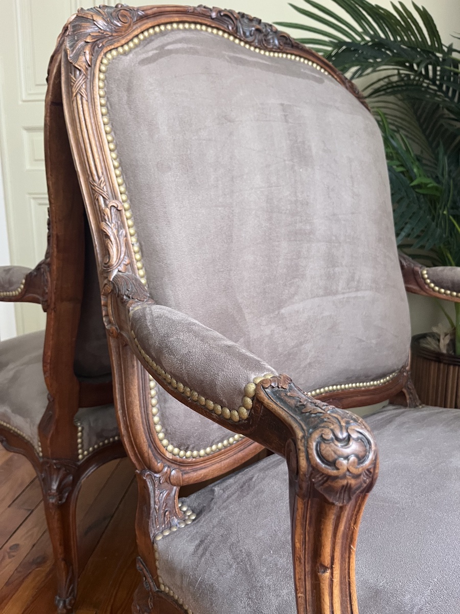 Pair Of Queen-style Armchairs - Louis XV -photo-8