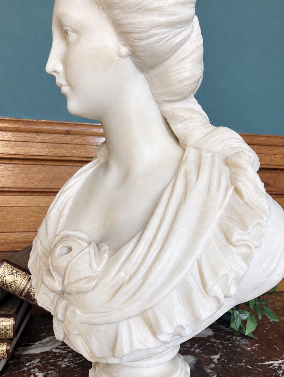 White Marble Bust - Pajou -photo-4