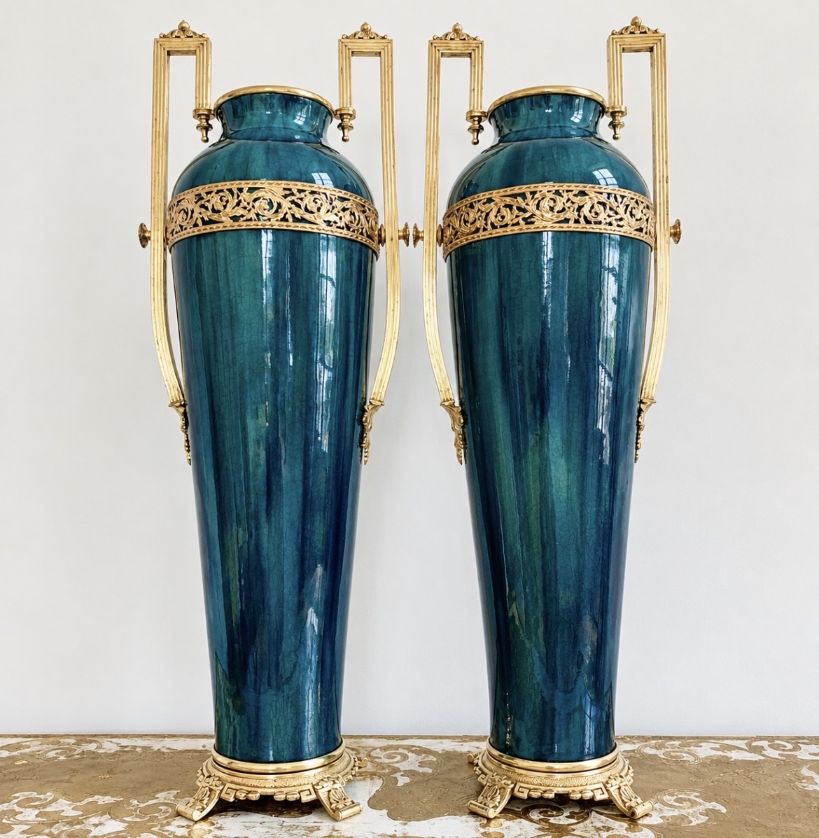 Pair Of Spindle-shaped Vases - 19th Century -photo-4