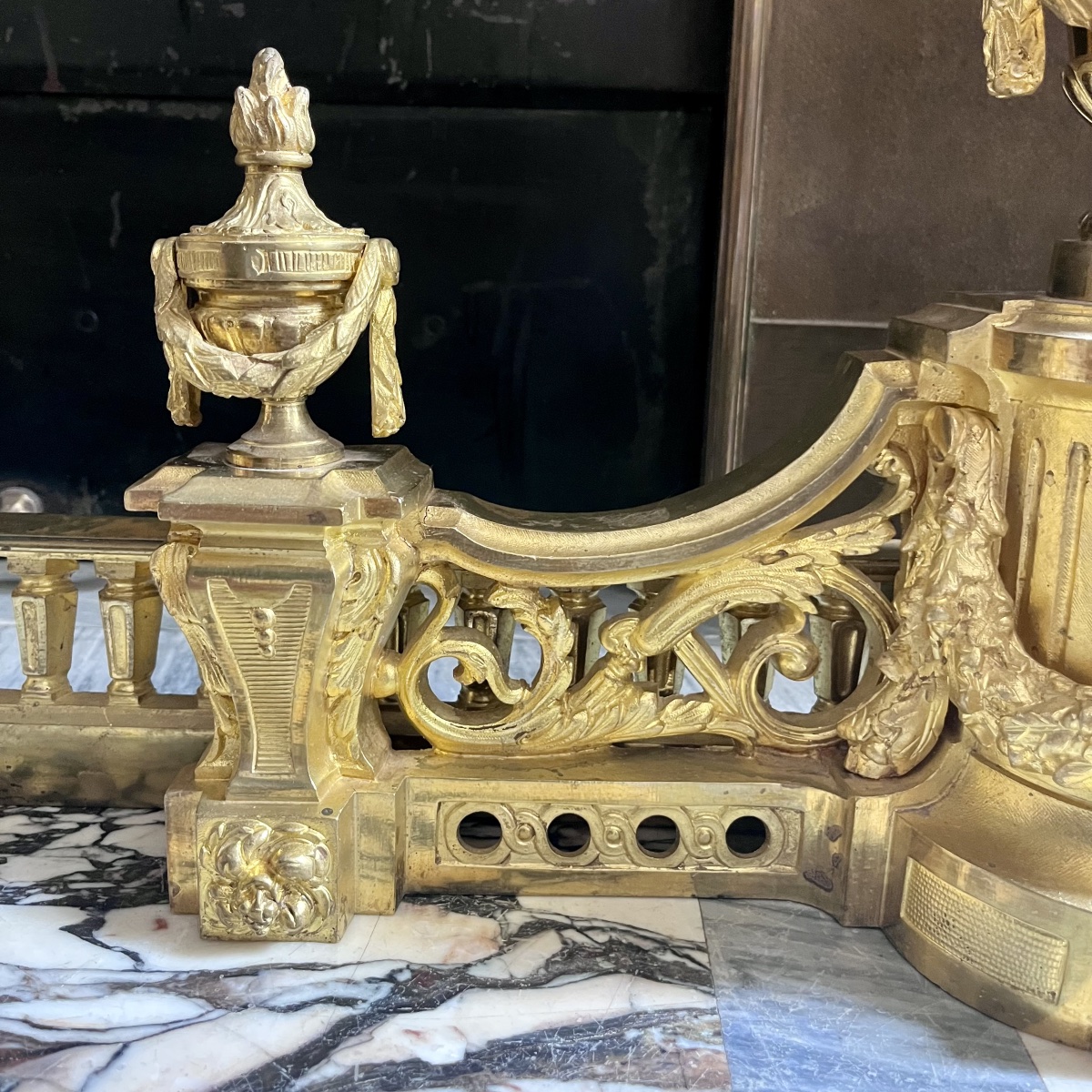 Paire De Chenets En Bronze Doré - XIXème siècle -photo-2